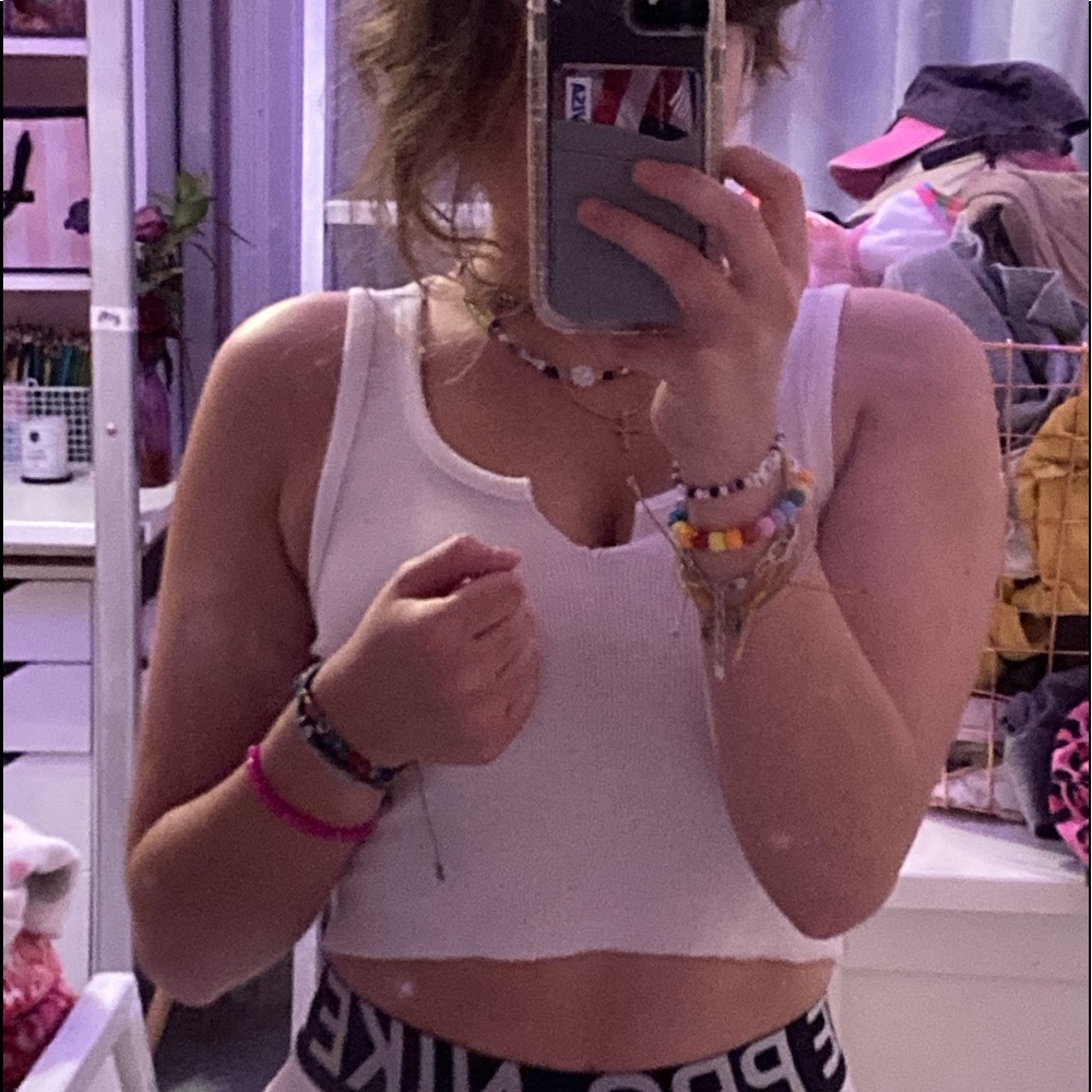 White Ribbed Tank Top - Picture 2 of 4